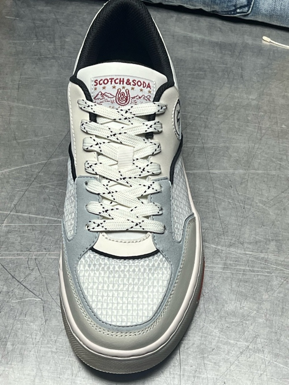 Scotch & Soda Men's White and Light Gray Low-Top Sneaker